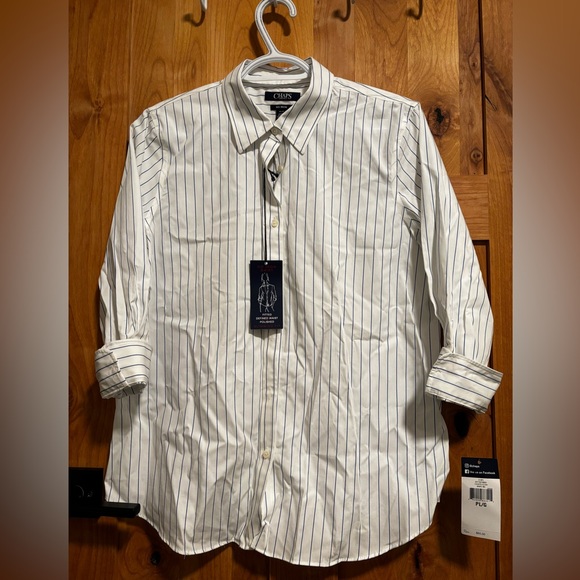 Chaps Blue Striped Button Down NWT - Picture 6 of 6